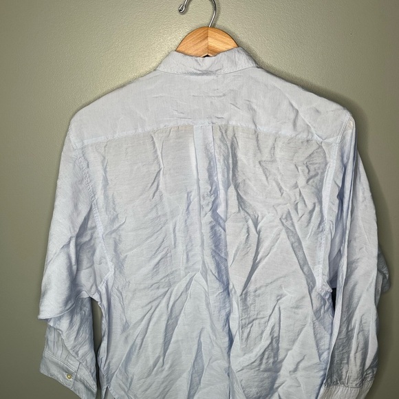 NWT LOFT Baby Blue Rayon Semi Sheer Button Down - Picture 6 of 10